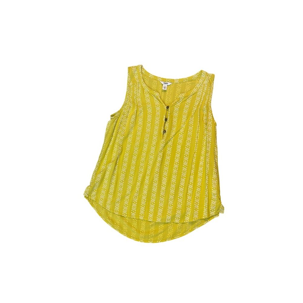 Sonoma Womens Petite Sleeveless Yellow Top PS Floral Stripe Print 1731